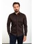 Düz Kahverengi Slim Fit Polikort Yaka Klasik Erkek Gömlek 1