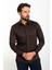 Düz Kahverengi Slim Fit Polikort Yaka Klasik Erkek Gömlek 3