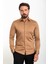 Düz Kamel Rengi Slim Fit Polikort Yaka Klasik Erkek Gömlek 1
