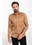 Düz Kamel Rengi Slim Fit Polikort Yaka Klasik Erkek Gömlek 3