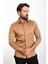 Düz Kamel Rengi Slim Fit Polikort Yaka Klasik Erkek Gömlek 4