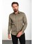 Düz Haki Rengi Slim Fit Polikort Yaka Klasik Erkek Gömlek 3