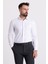 Desenli Beyaz Renk Slim Fit Gizli Düğmeli Klasik Erkek Gömlek 1