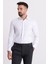 Desenli Beyaz Renk Slim Fit Gizli Düğmeli Klasik Erkek Gömlek 3