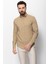 Desenli Bej Rengi Slim Fit Erkek Gömlek 1