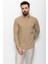 Desenli Bej Rengi Slim Fit Erkek Gömlek 3