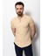 Desenli Kamel Rengi Slim Fit Apaç Yaka Kısa Kollu Erkek Gömlek 2