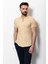 Desenli Kamel Rengi Slim Fit Apaç Yaka Kısa Kollu Erkek Gömlek 4
