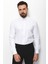 Desenli Beyaz Renk Slim Fit Yaka İğneli Klasik Erkek Gömlek 1