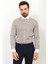 Çizgili Kahverengi Slim Fit Bebe Yaka Klasik Erkek Gömlek 1