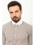 Çizgili Kahverengi Slim Fit Bebe Yaka Klasik Erkek Gömlek 2