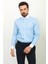 Çizgili Mavi Renk Slim Fit Bebe Yaka Klasik Erkek Gömlek 1