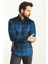 Desenli Koyu Lacivert Slim Fit Erkek Gömlek 1