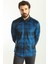 Desenli Koyu Lacivert Slim Fit Erkek Gömlek 3