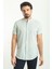 Çizgili Mavi Renk Slim Fit Hakim Yaka Kısa Kollu Erkek Gömlek 1