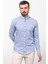Desenli Lacivert Renk Slim Fit Hakim Yaka Uzun Kollu Keten Erkek Gömlek 4