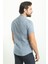 Kırçıllı Açık Lacivert Slim Fit Hakim Yaka Kısa Kollu Keten Erkek Gömlek 4