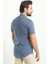 Kırçıllı Koyu Lacivert Slim Fit Hakim Yaka Kısa Kollu Keten Erkek Gömlek 4