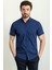 Desenli Lacivert Renk Slim Fit Kısa Kollu Erkek Gömlek 1