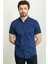 Desenli Lacivert Renk Slim Fit Kısa Kollu Erkek Gömlek 3