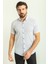 Desenli Beyaz Renk Slim Fit Kısa Kollu Erkek Gömlek 1