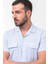 Kırçıllı Mavi Renk Slim Fit Apaç Yaka Kısa Kollu Erkek Gömlek 4