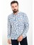 Desenli Lacivert Slim Fit Uzun Kollu Erkek Gömlek 1
