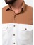 Parçalı Kamel Rengi Slim Fit Uzun Kollu Pamuk Erkek Gömlek 2