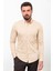 Desenli Bej Slim Fit Uzun Kollu Pamuk Erkek Gömlek 1