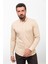 Desenli Bej Slim Fit Uzun Kollu Pamuk Erkek Gömlek 3