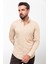 Desenli Bej Slim Fit Uzun Kollu Pamuk Erkek Gömlek 4