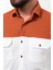 Parçalı Kiremit Rengi Slim Fit Uzun Kollu Pamuk Erkek Gömlek 2