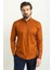 Çizgi Desenli Kiremit Rengi Slim Fit Uzun Kollu Erkek Gömlek 1