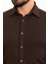 Desenli Kahverengi Slim Fit Erkek Gömlek 2