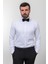 Düz Beyaz Renk Slim Fit Saten Ata Yaka Damatlık Erkek Gömlek 3