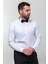 Düz Beyaz Renk Slim Fit Saten Ata Yaka Damatlık Erkek Gömlek 4