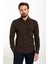 Desenli Kahverengi Slim Fit Erkek Gömlek 1