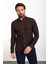 Çizgili Kahverengi Slim Fit Erkek Gömlek 1