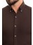 Çizgili Kahverengi Slim Fit Erkek Gömlek 2