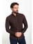 Çizgili Kahverengi Slim Fit Erkek Gömlek 3