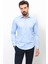 Düz Açık Mavi Rengi Slim Fit Saten Klasik Erkek Gömlek 1
