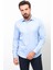 Düz Açık Mavi Rengi Slim Fit Saten Klasik Erkek Gömlek 3
