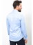 Düz Açık Mavi Rengi Slim Fit Saten Klasik Erkek Gömlek 4