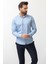 Desenli Mavi Renk Slim Fit Klasik Erkek Gömlek 3