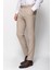 Kareli Bej Rengi Super Slim Fit Erkek Pantolon 1