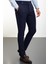 Düz Lacivert Super Slim Fit Kemerli Erkek Pantolon 1