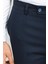 Desenli Lacivert Renk Slim Fit Klasik Yün Erkek Pantolon 2