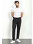 Pileli Siyah Renk Slim Fit Erkek Pantolon 1