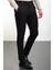 Düz Siyah Super Slim Fit Kemerli Erkek Pantolon 1