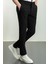 Düz Siyah Renk Super Slim Fit İpli Erkek Pantolon 1